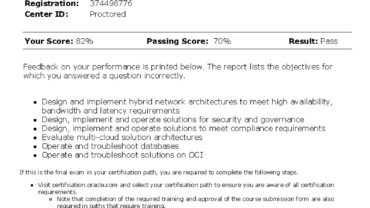 ORACLE CLOUD INFRASTRUCTURE 2019 ARCHITECT PROFESSIONAL