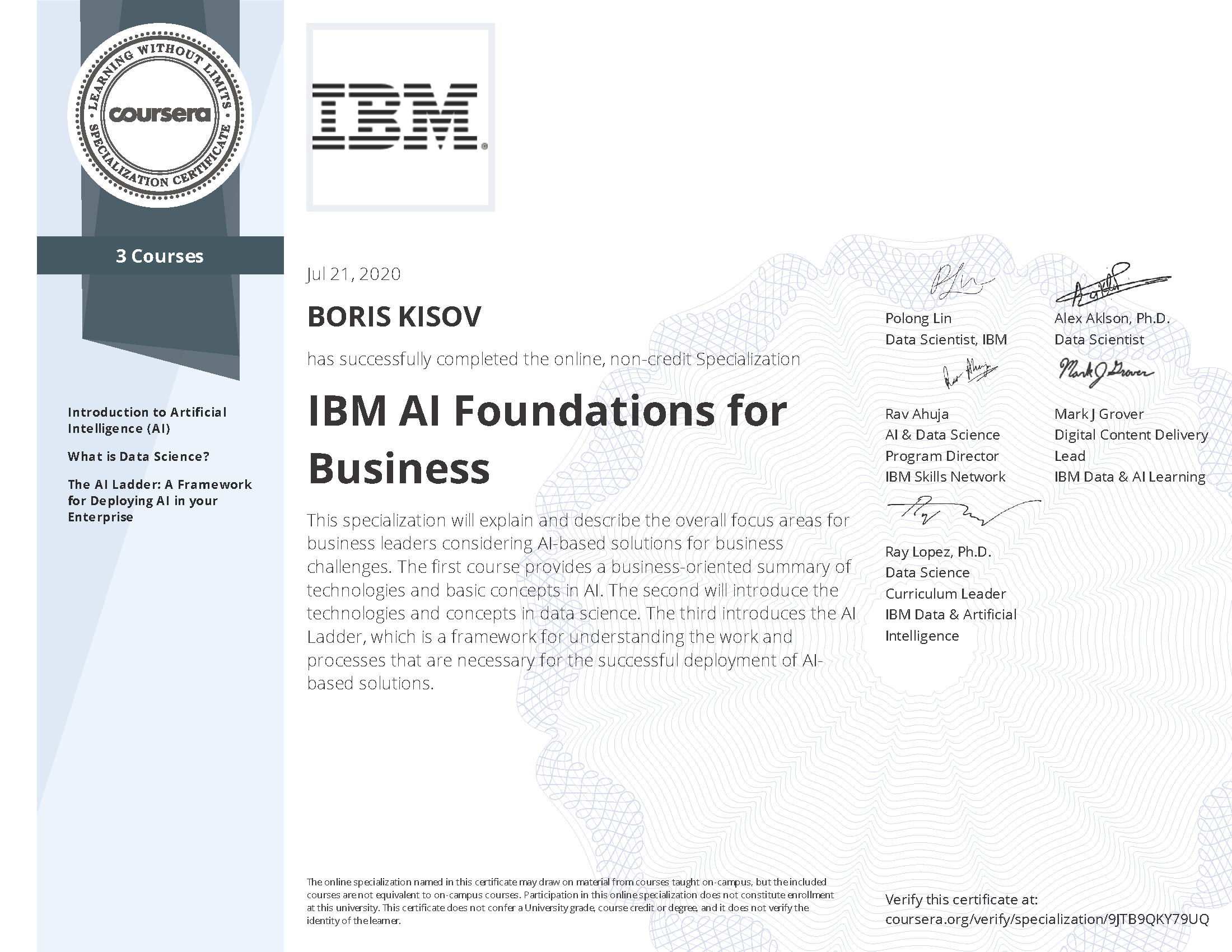 IBM AI Foundations for Business