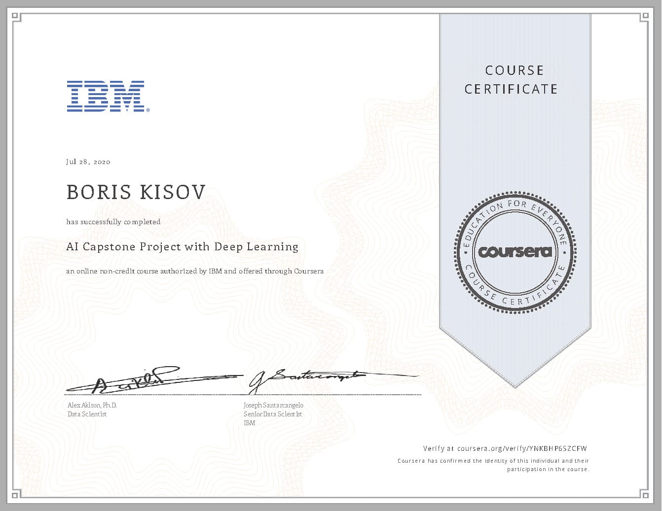 Deep learning 2024 certification coursera