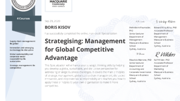 Specialization " STRATEGISING: MANAGEMENT for Global Competitive Advantage".